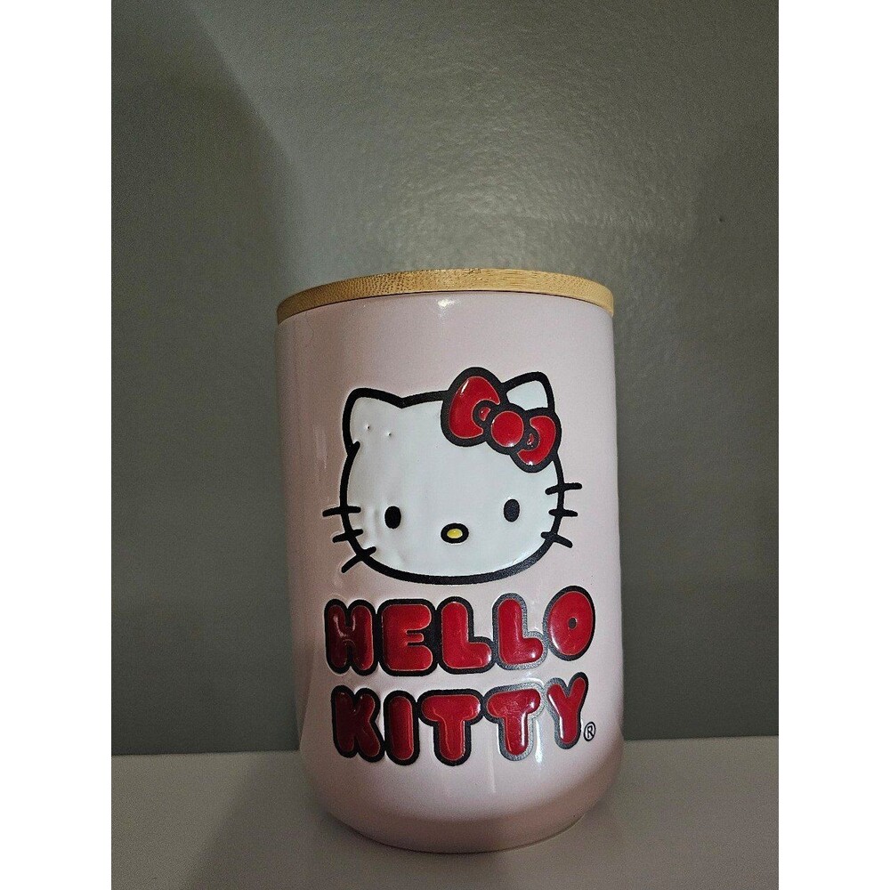 Sanrio Hello Kitty Ceramic Cookie Jar with Bamboo lid